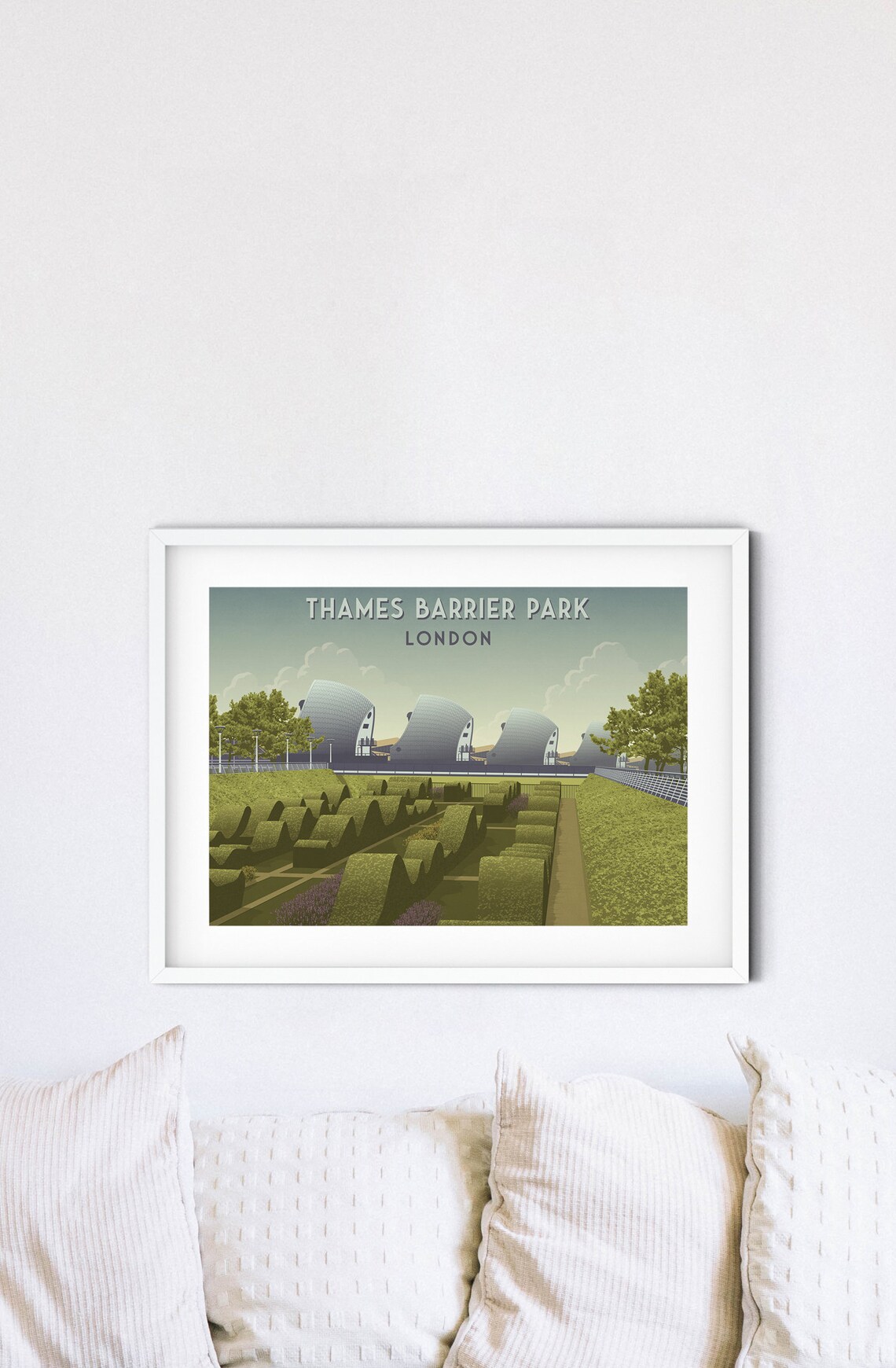 Thames Barrier Park Vintage Travel Poster, London - Image 4