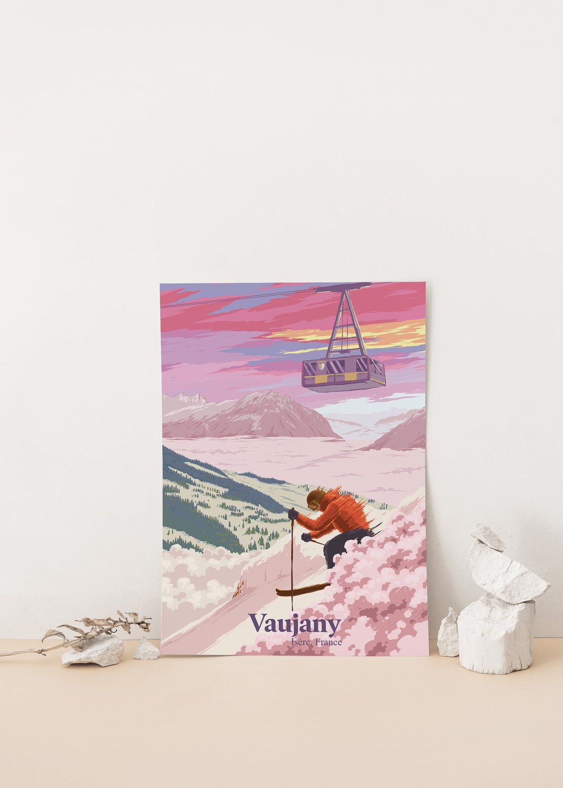 Vaujany Vintage Ski Resort Poster, French Alps - Image 4