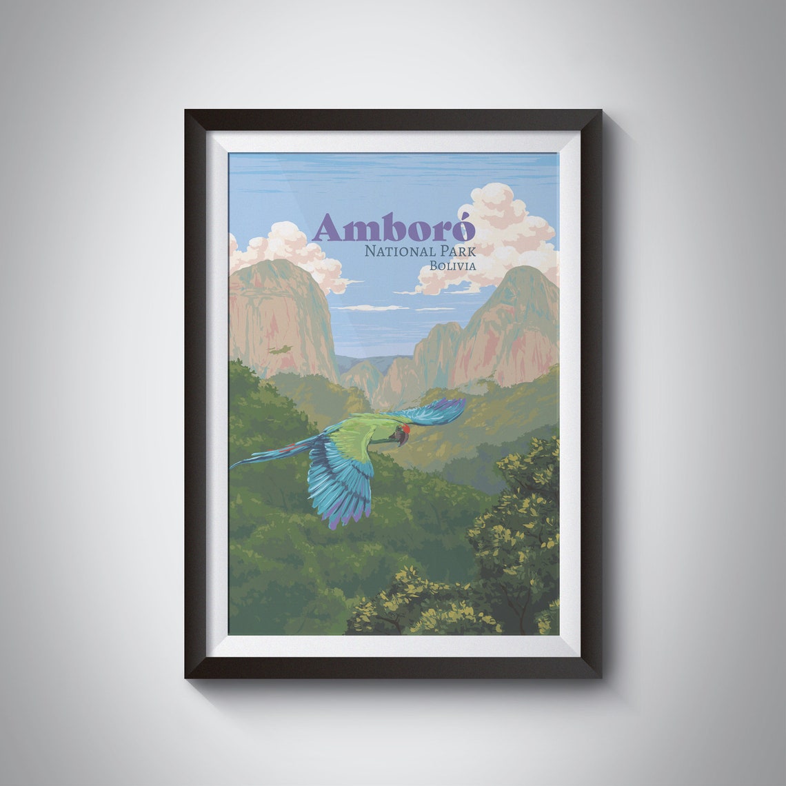 Amboro National Park Poster Bolivia Santa Cruz Elbow Of The Andes Carrasco National Park Vintage Travel Print South America Framed