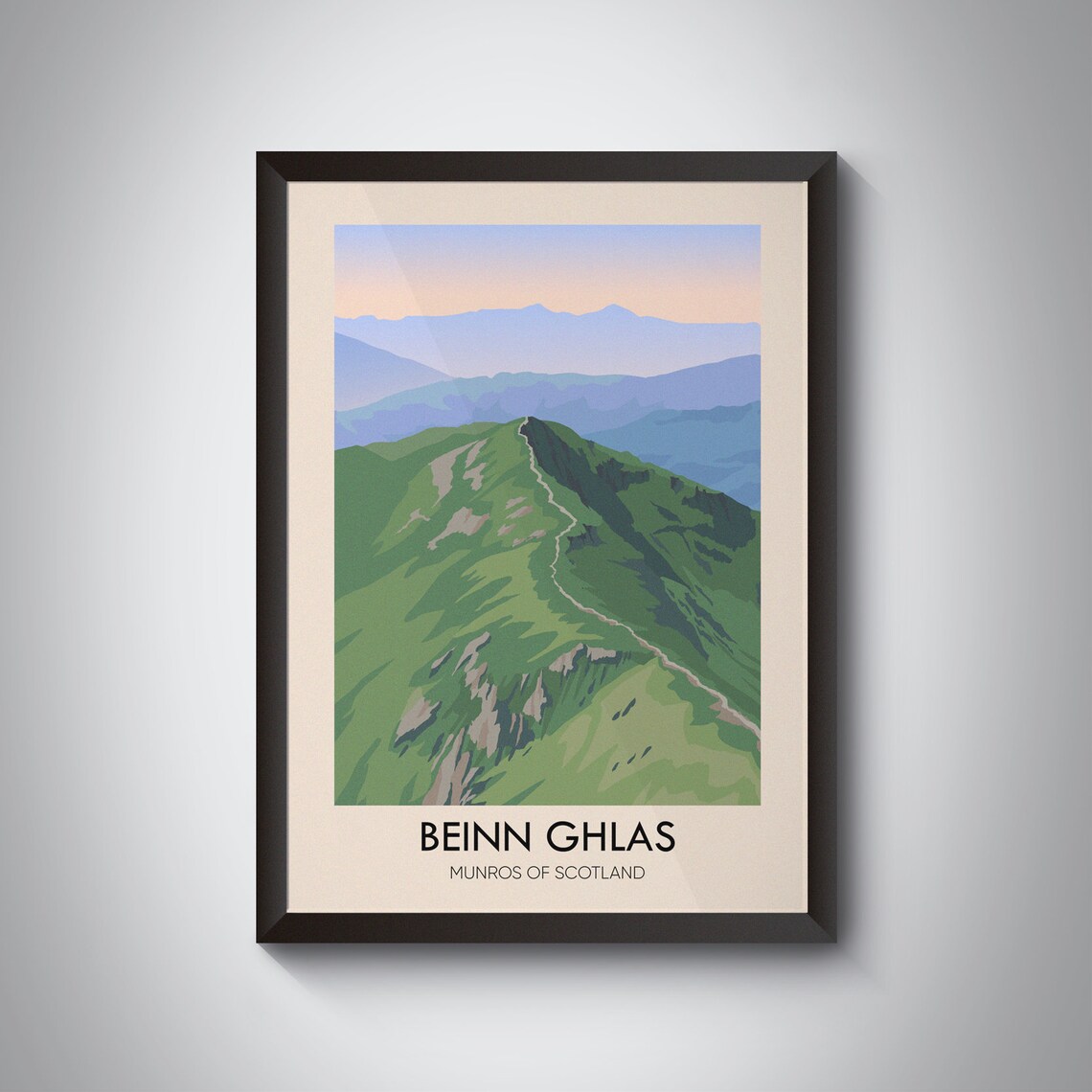 Beinn Ghlas Vintage Travel Poster, Scottish Highlands