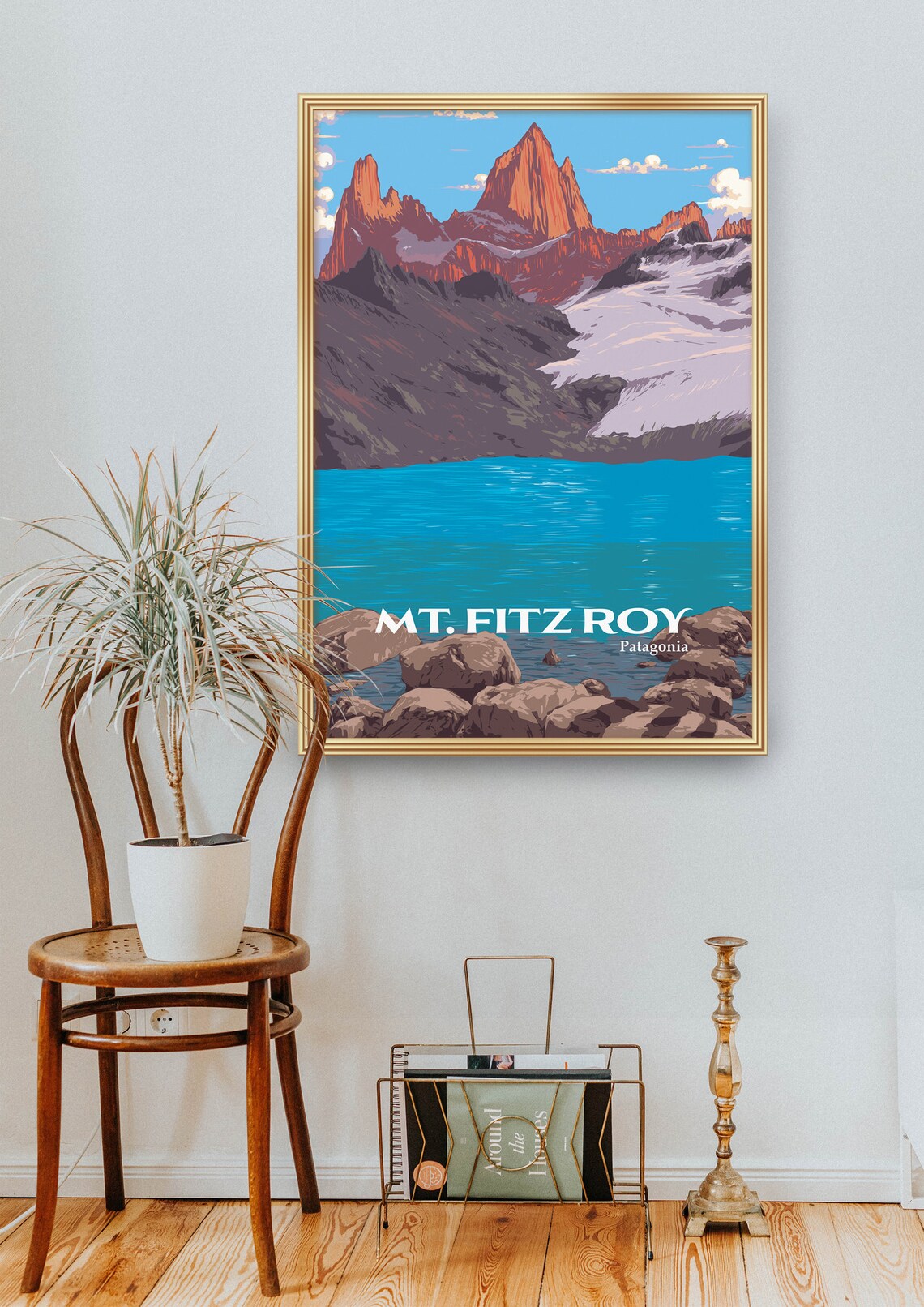 Mount Fitz Roy Patagonia Golden Granite Turquoise Lake Poster - Image 2