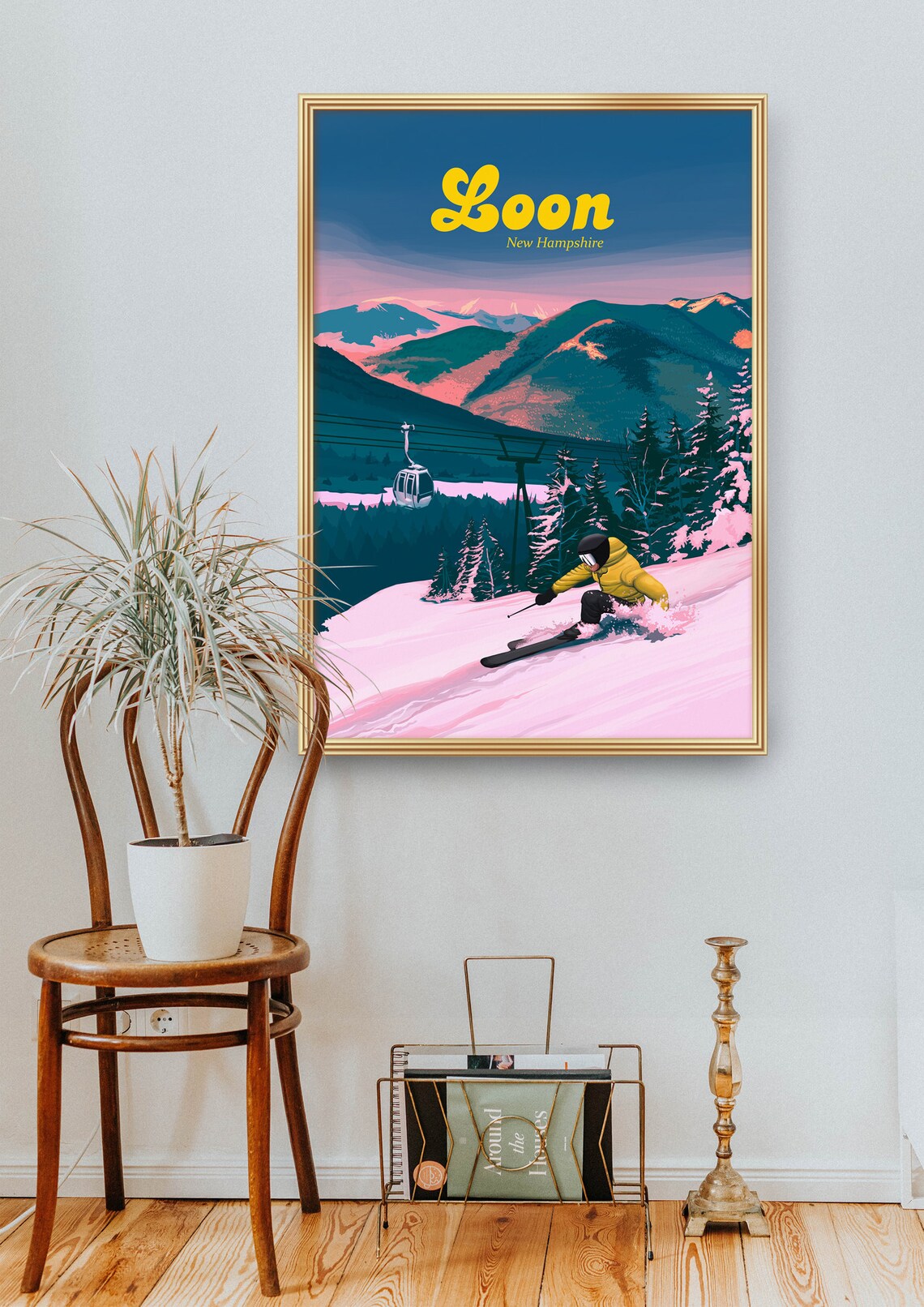 Loon Mountain New Hampshire Ski Resort Gondola Vintage Art Poster - Image 2