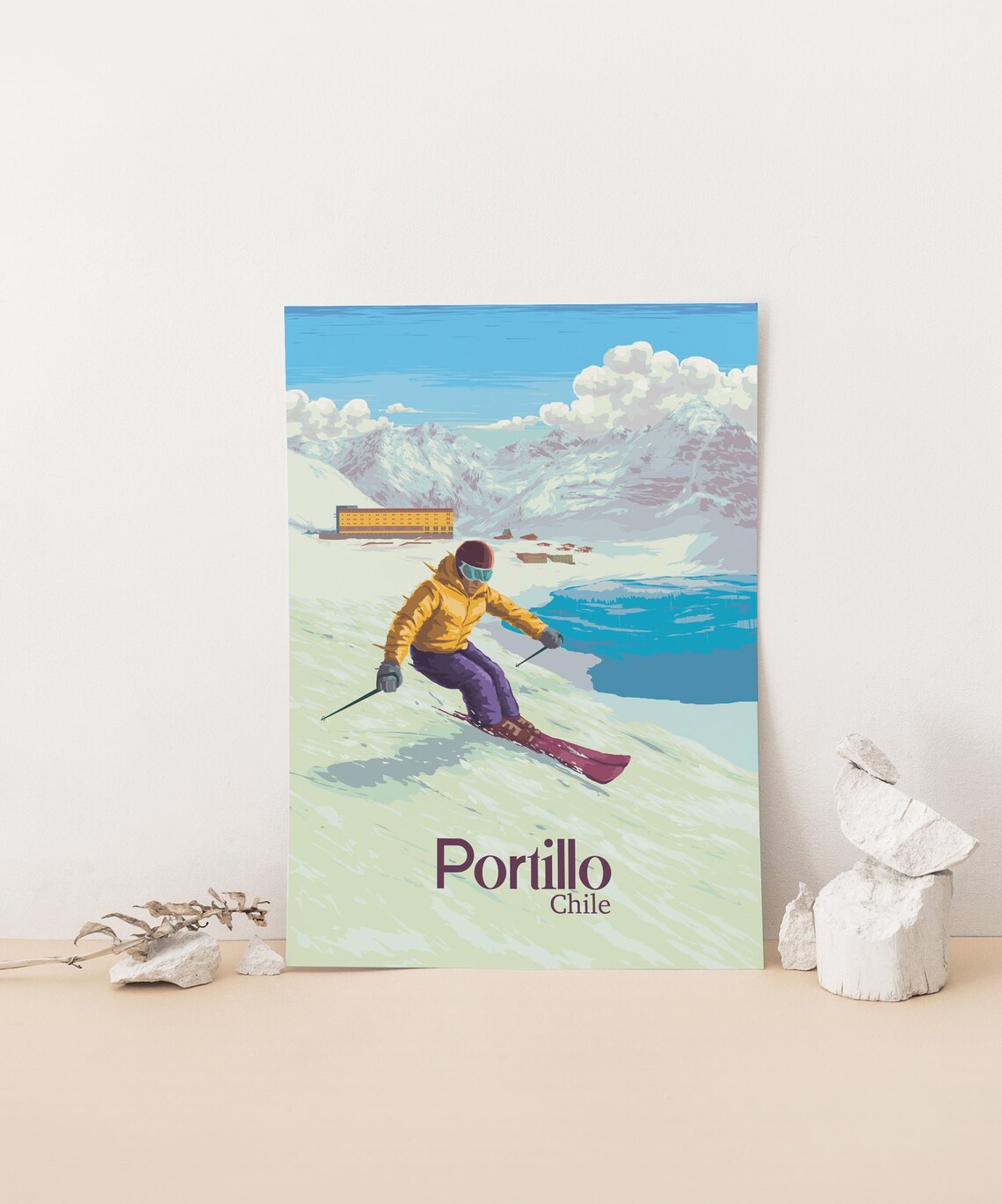 Portillo Chile Ski Resort Vintage Travel Poster - Image 4