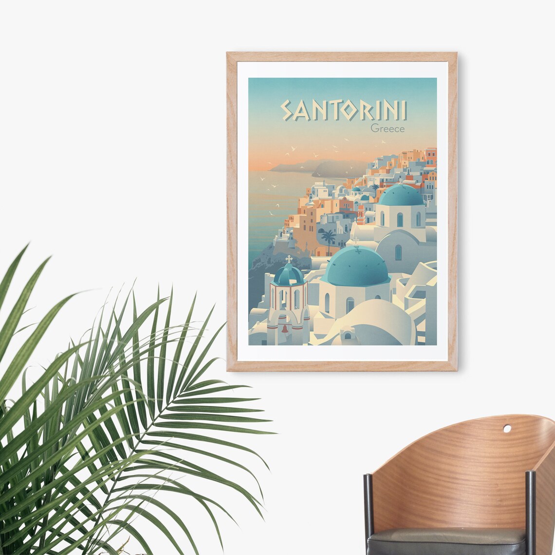 Santorini Blue Domes Sunset Greek Island Aegean Sea Travel Poster - Image 3