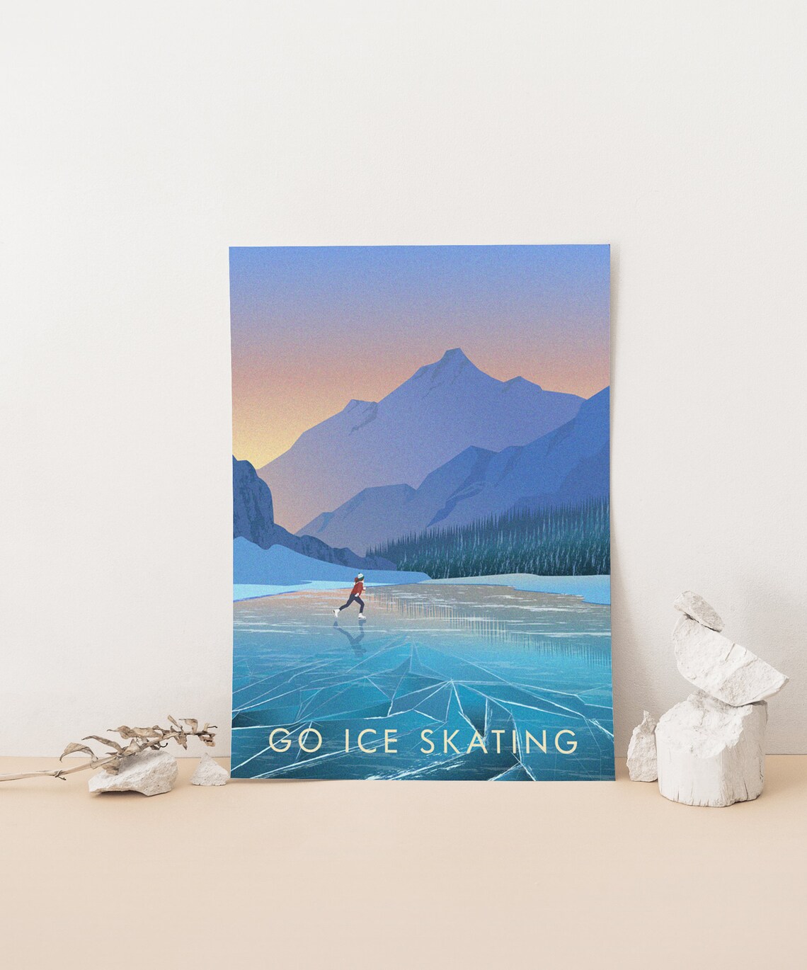 Go Ice Skating Vintage Travel Poster, Winter Sports - Image 4