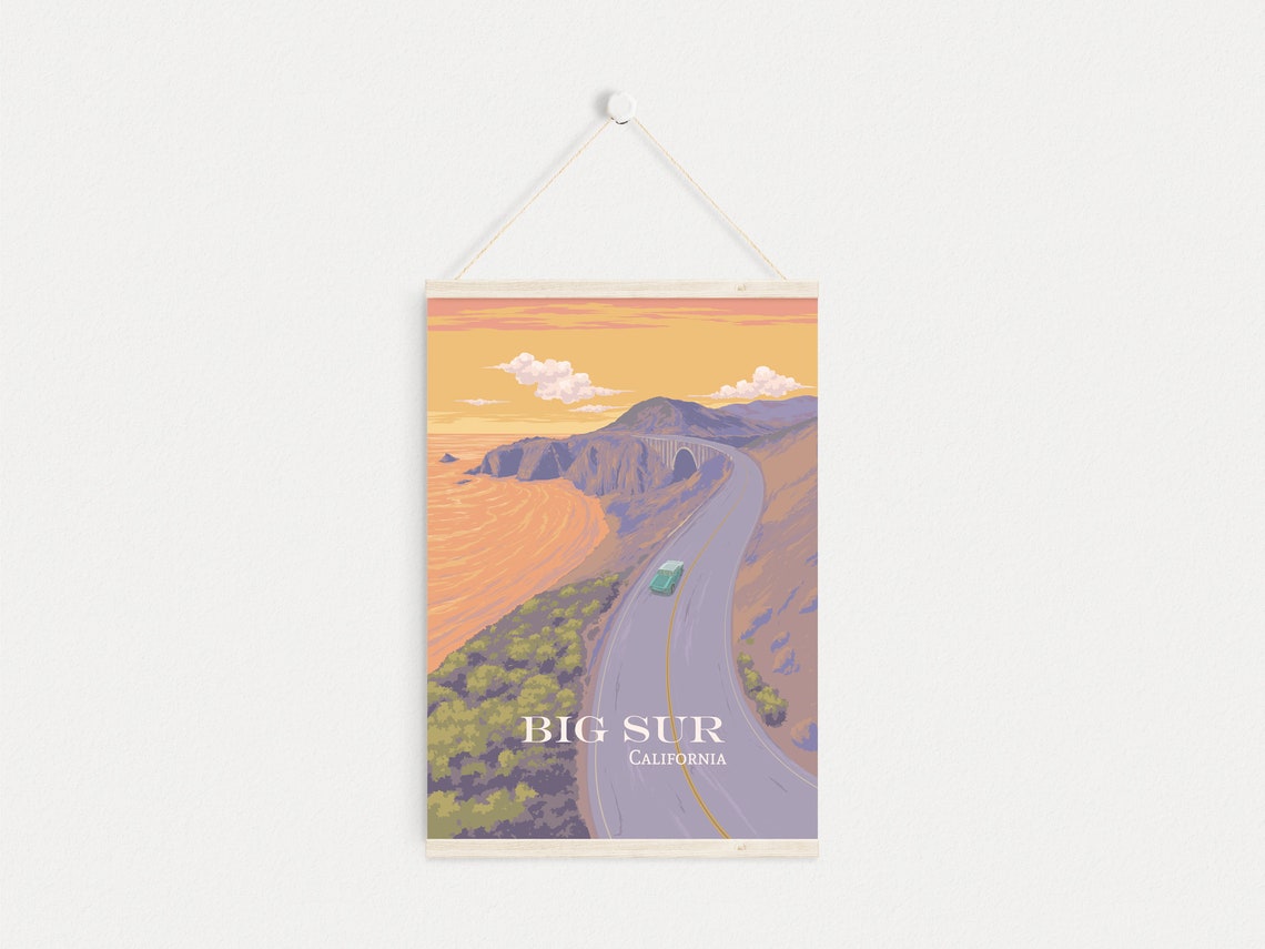 Big Sur California Travel Poster Usa Route 1 Road Trip Oregon Vintage Americana National Park Poster Pacific Coast Highway Art Print - Image 4