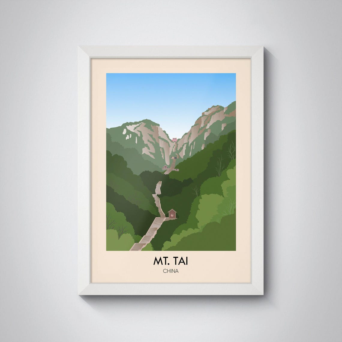 Mount Tai China Travel Poster Mt Tai Print Mountain Wall Art China Travel Poster Taian Shandong China Landscape Nature Art Hiking - Image 4