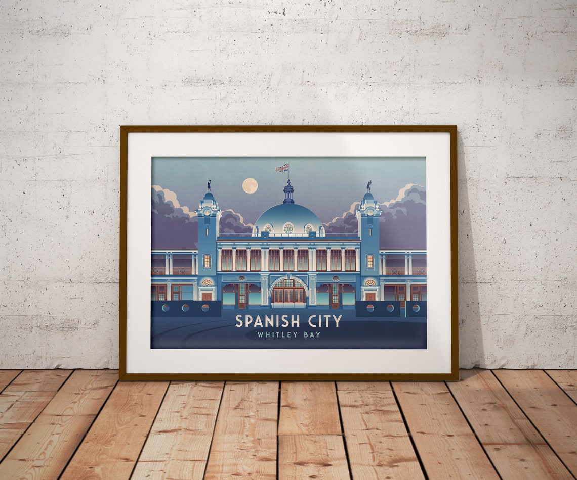 Spanish City Moonrise Vintage Whitley Bay Seaside Dome Poster - Image 3
