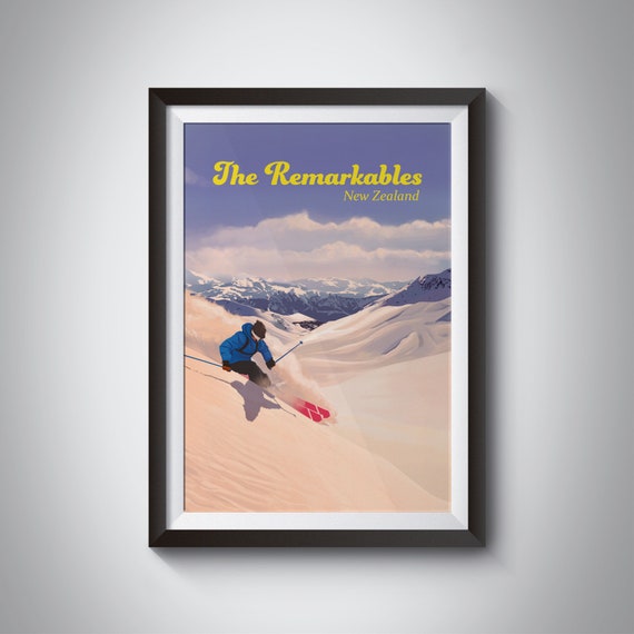 The Remarkables Ski Resort Poster New Zealand Travel Print South Island Nz Skiing Snowboarding Mountain Range Mt Hutt Queenstown Art