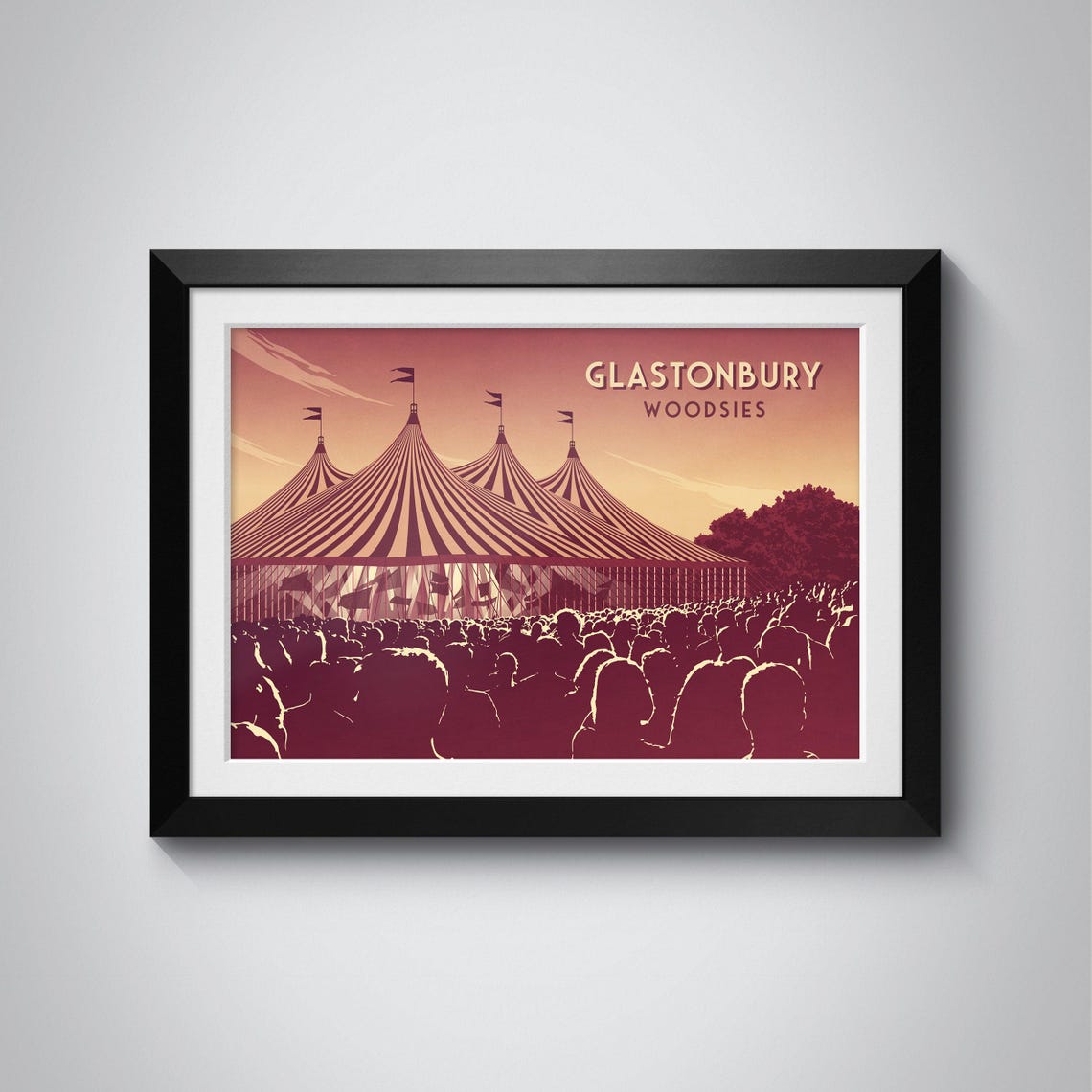 Glastonbury Festival Woodsies Stage Poster John Peel Tent Glastonbury Print Music Festival Art Glasto Gift Live Music Travel Poster