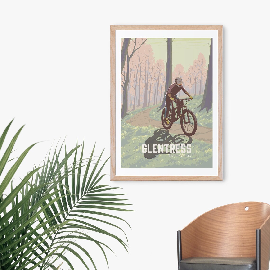 Glentress Woodland Trail Vintage Tweed Valley MTB Rider Poster - Image 3