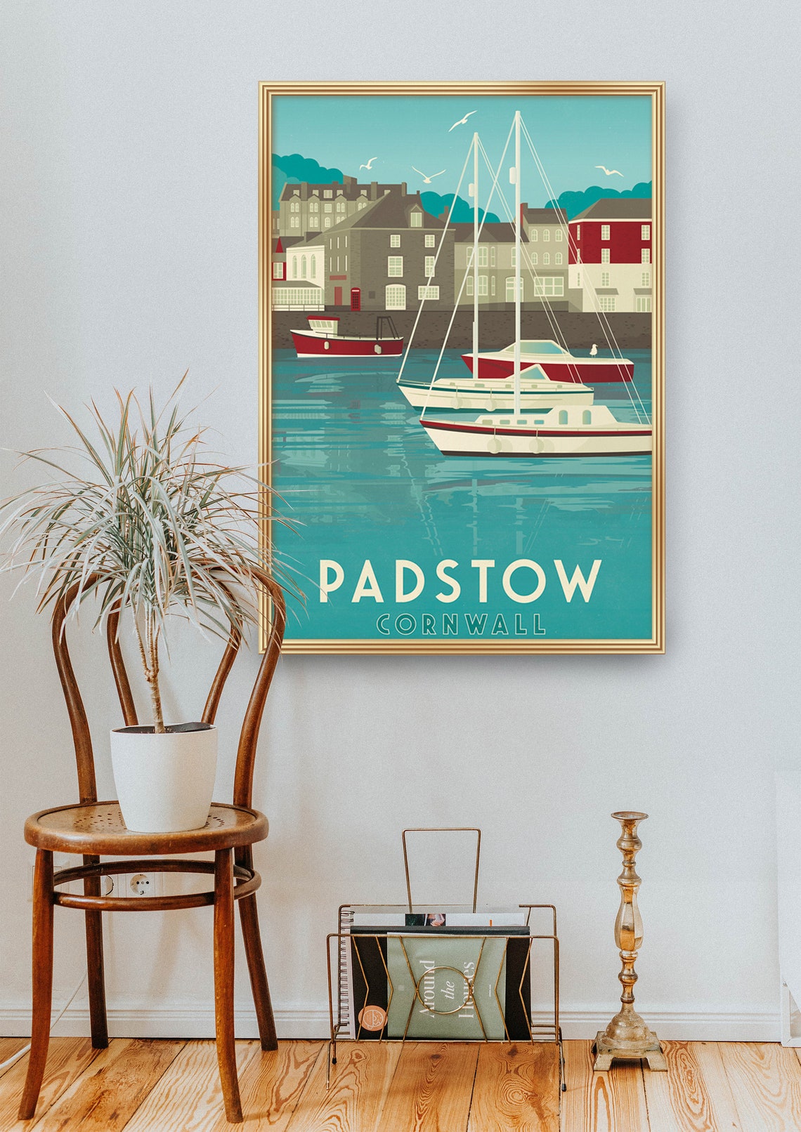 Padstow Cornwall Vintage Harbour Sailing Boats Seaside Travel Poster - Image 2