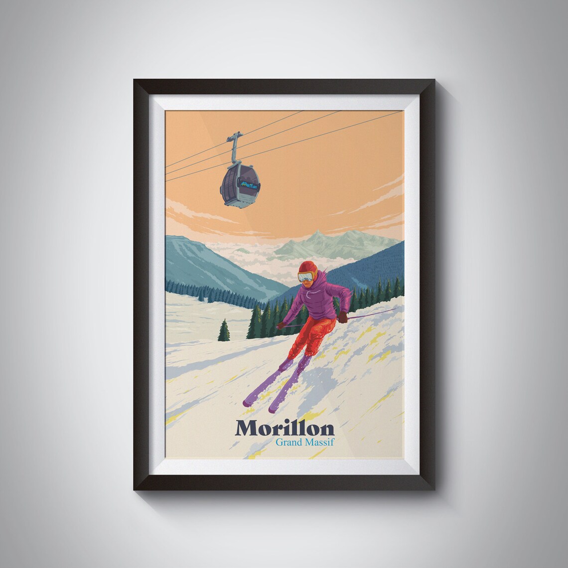 Morillon Ski Resort Travel Poster, French Alps