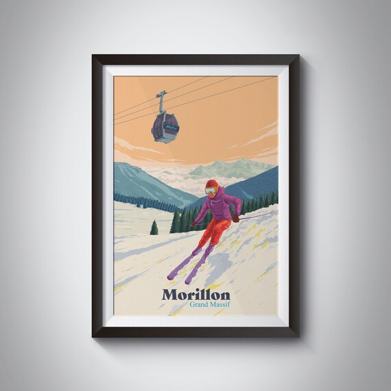 Morillon Ski Resort Travel Poster, French Alps