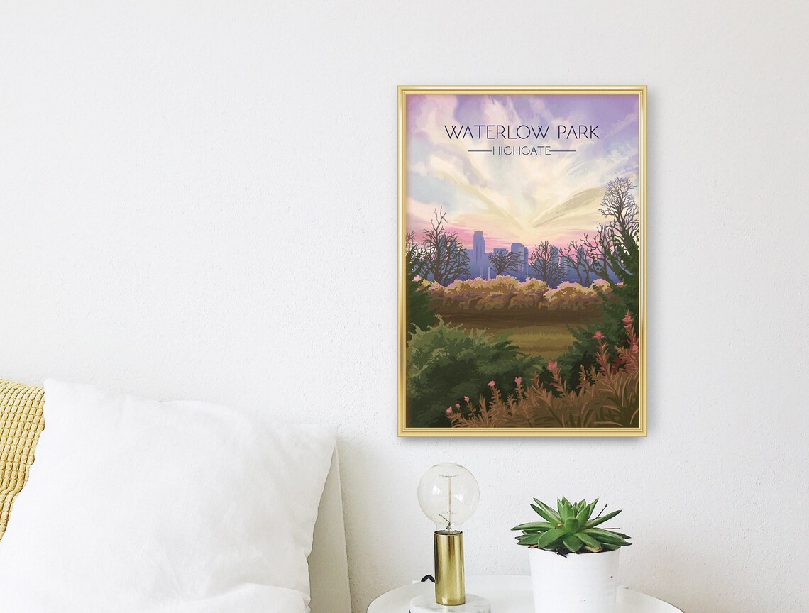 Waterlow Park, Highgate London Vintage Travel Poster - Image 3