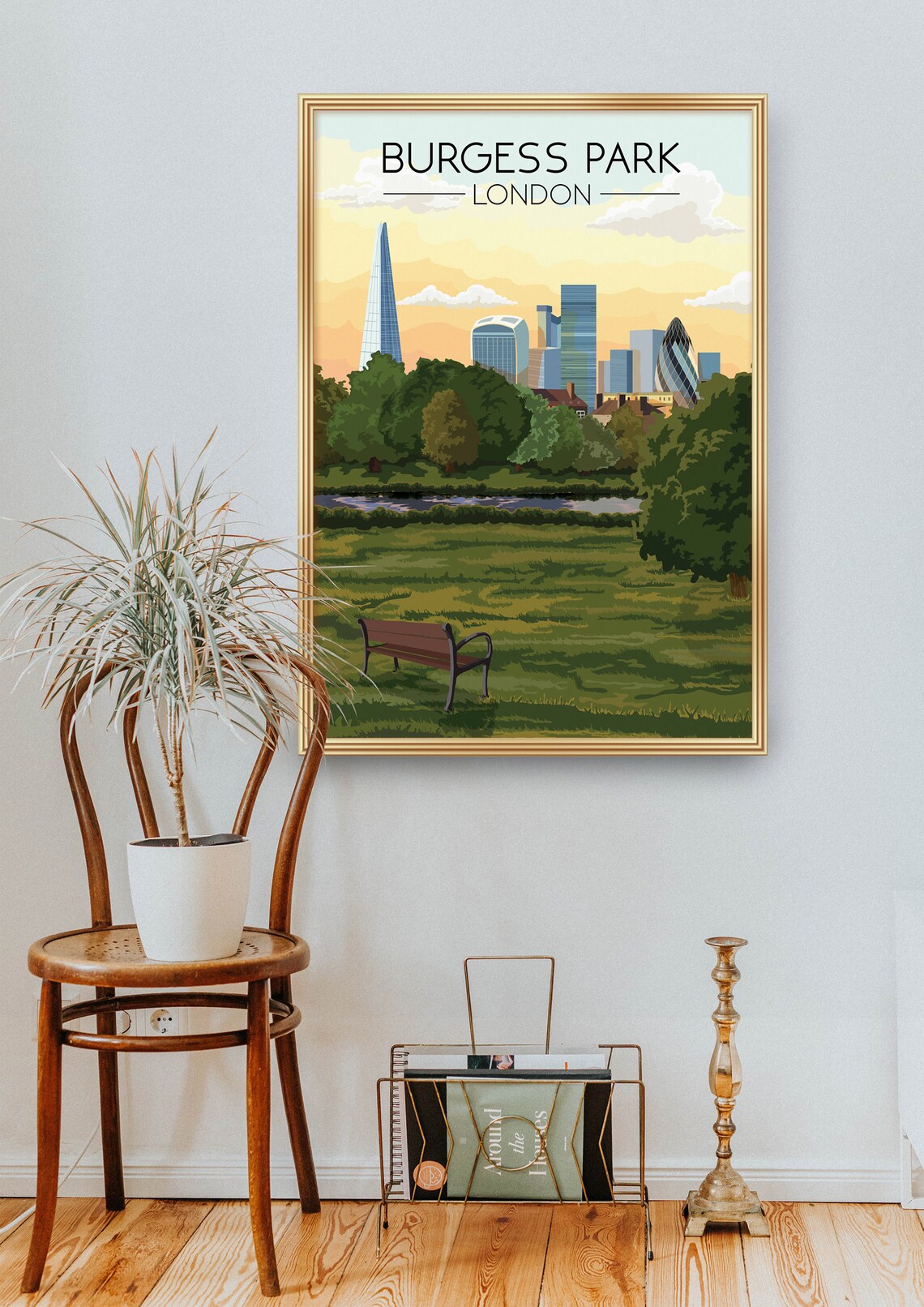 Burgess Park London Travel Poster, Southwark Skyline - Image 2