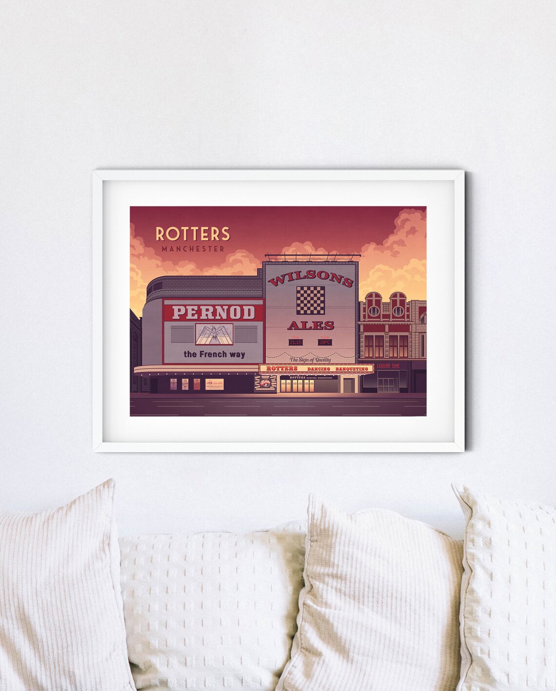Rotters Manchester Nightclub Retro Neon Street Art Travel Poster - Image 4
