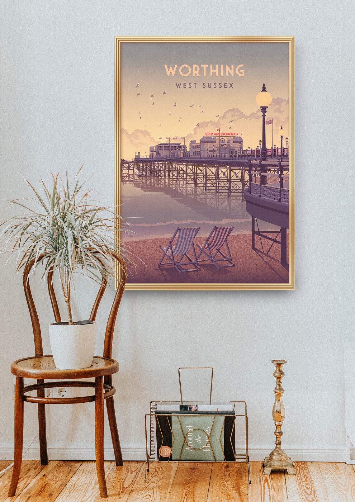 Worthing Vintage Travel Poster, West Sussex Seaside - Image 2