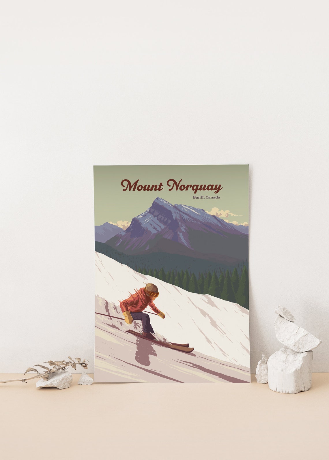 Mount Norquay Banff Canada Downhill Skier Vintage Ski Poster - Image 4