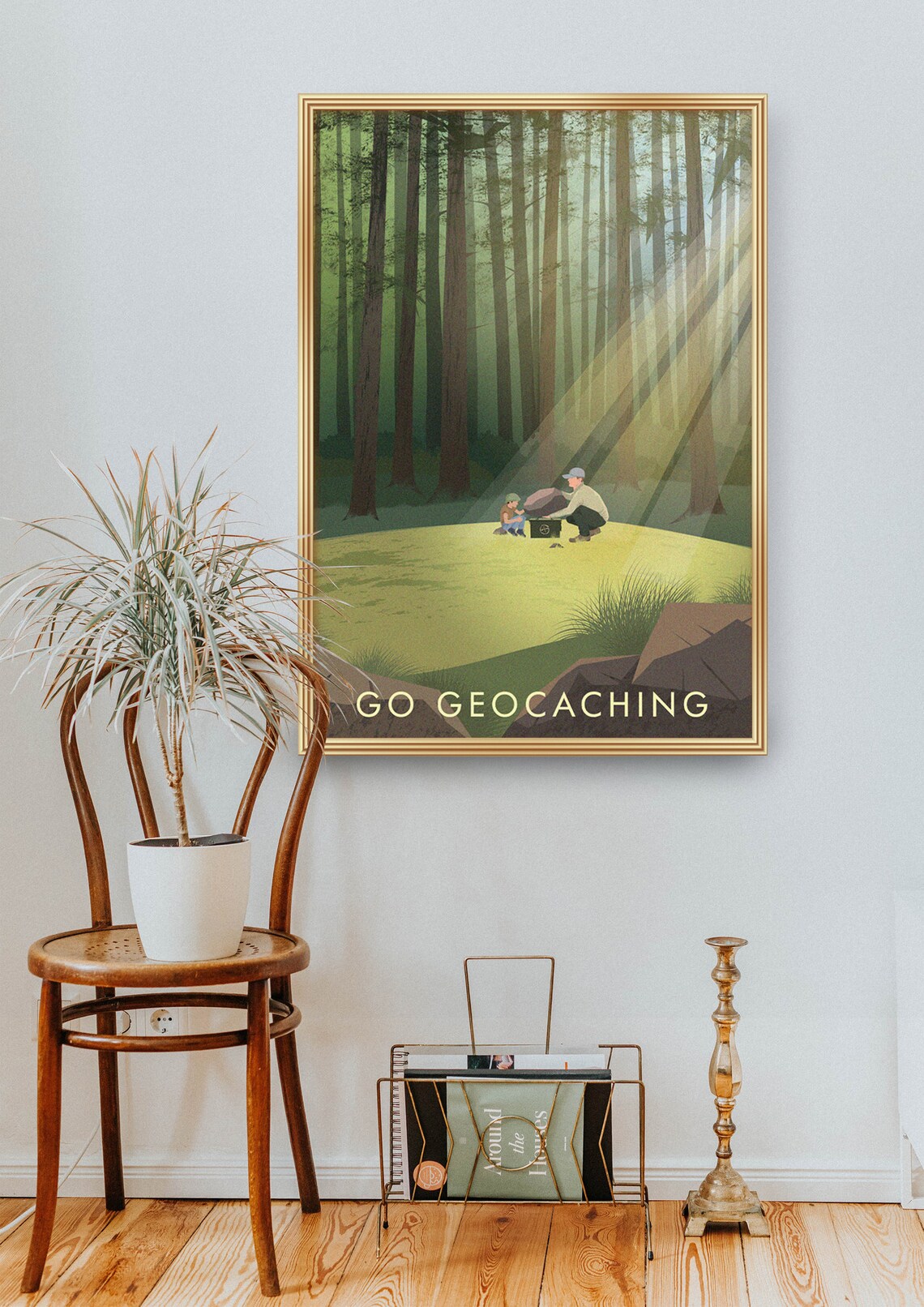Go Geocaching Sunlit Forest Treasure Hunt Family Adventure Poster - Image 2