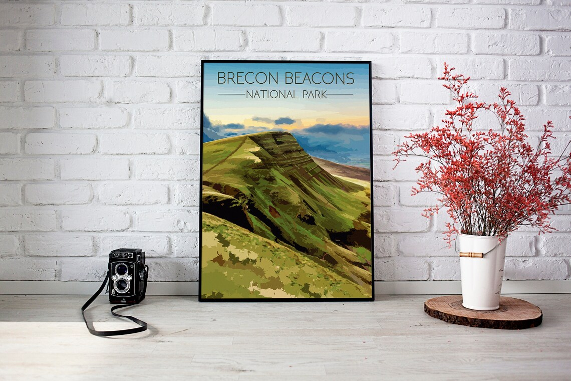 Brecon Beacons Vintage Travel Poster, Wales - Image 4