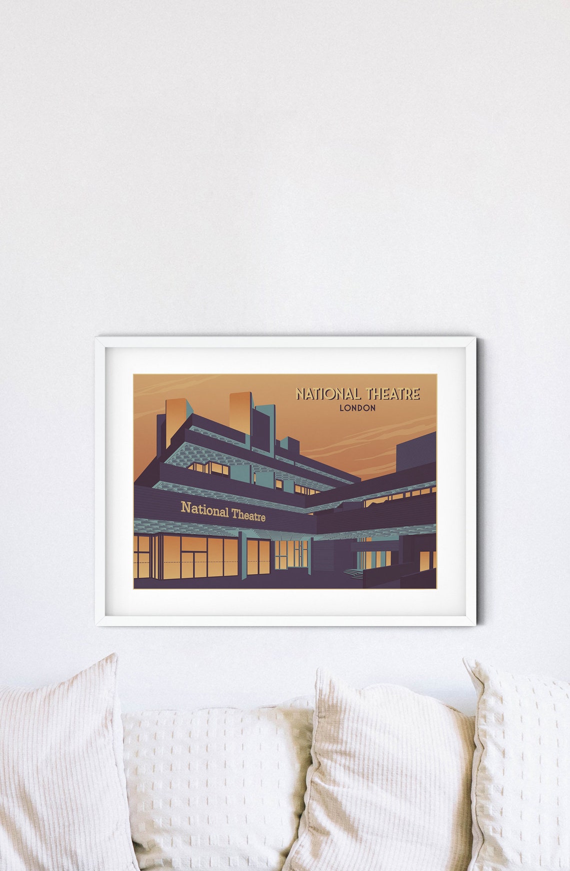 National Theatre Poster London Travel Print Southbank Centre Royal Festival Hall Brutalist Architecture Embankment Wall Art Gift Bfi - Image 2