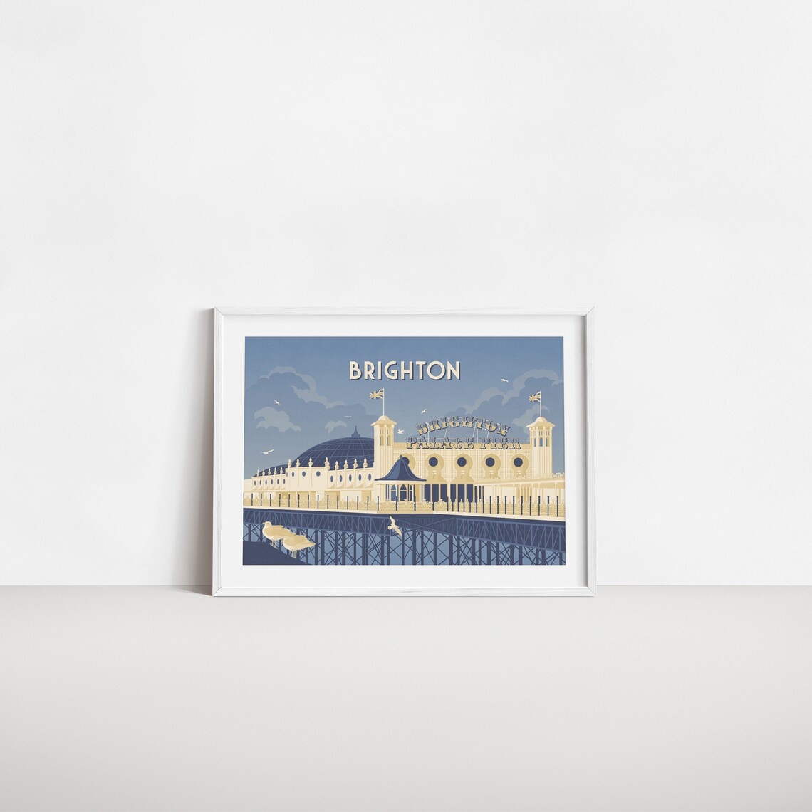 Brighton England Palace Pier Seafront Vintage Seaside Travel Poster - Image 2