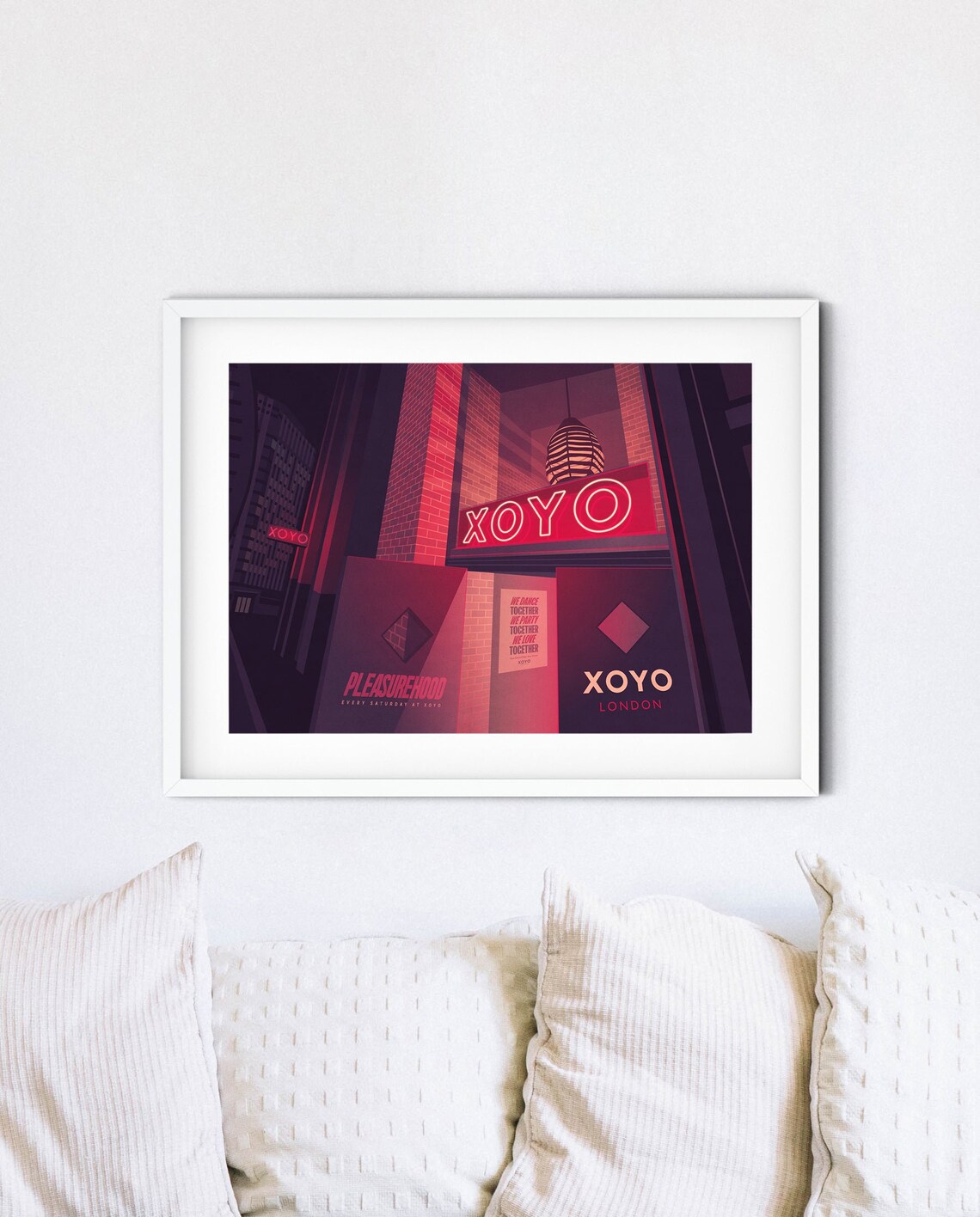 XOYO London Nightclub Poster, Red Neon Venue Entrance Retro Artwork - Image 4