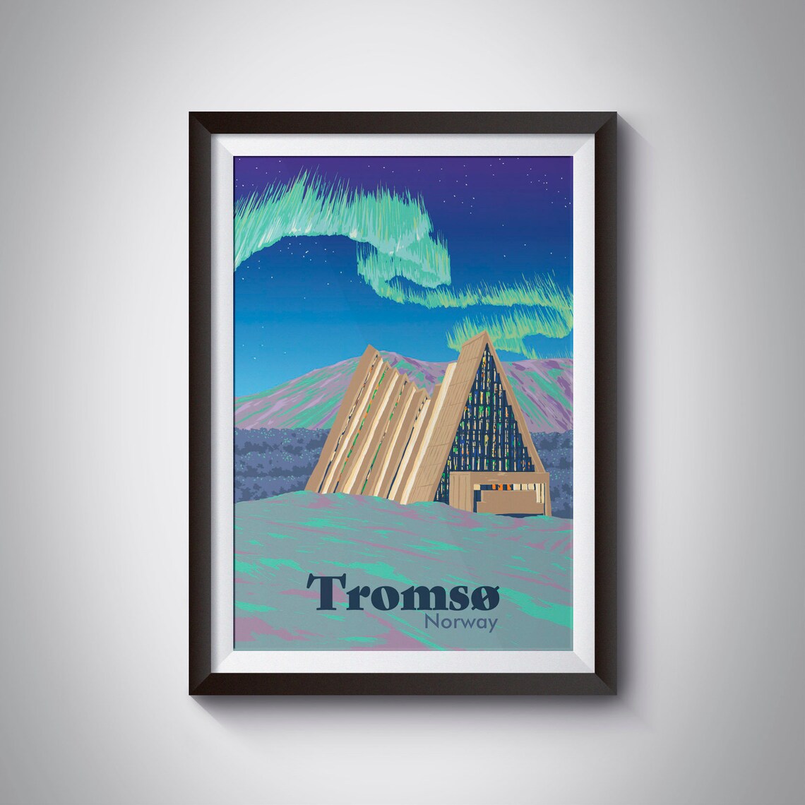 Tromso Norway Retro Travel Poster, Vintage Print