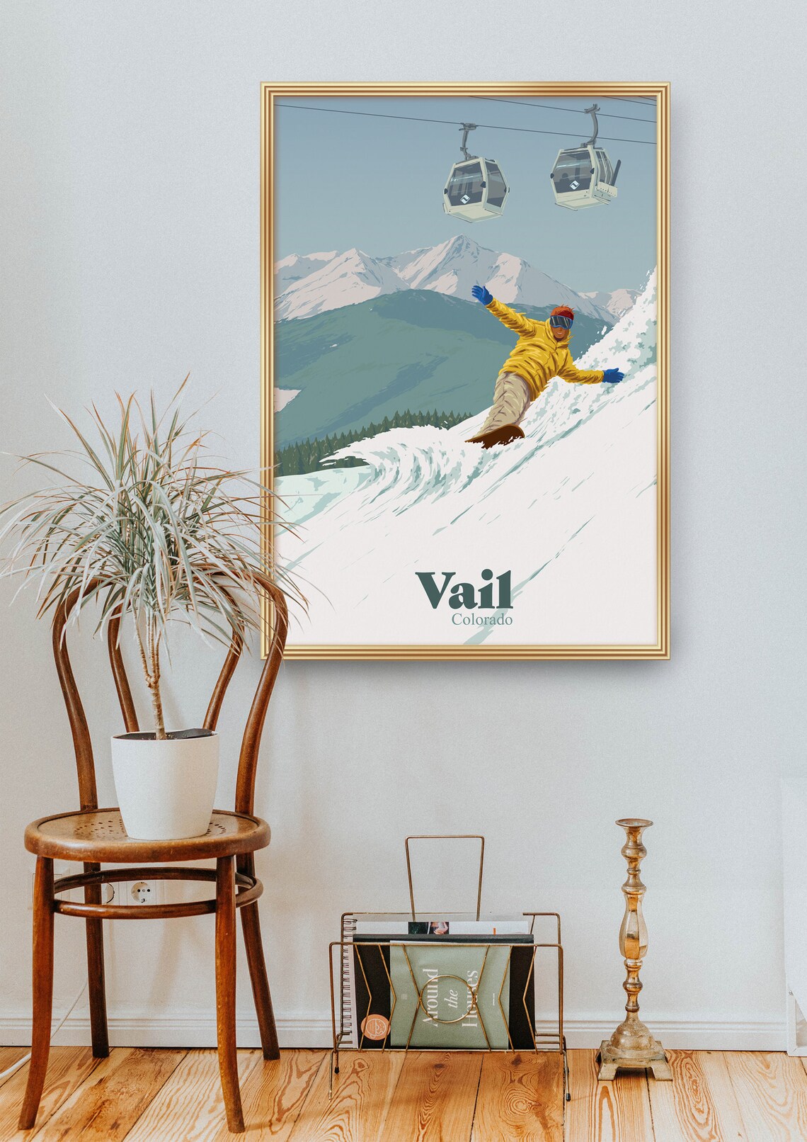 Vail Colorado Snowboarding Travel Poster, Rocky Mountains - Image 2