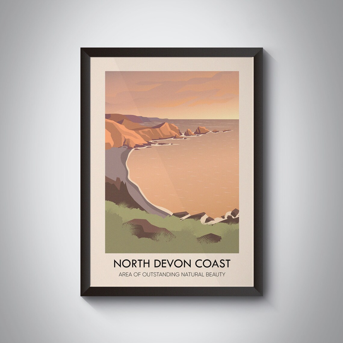 North Devon Coast Vintage Travel Poster, Seaside