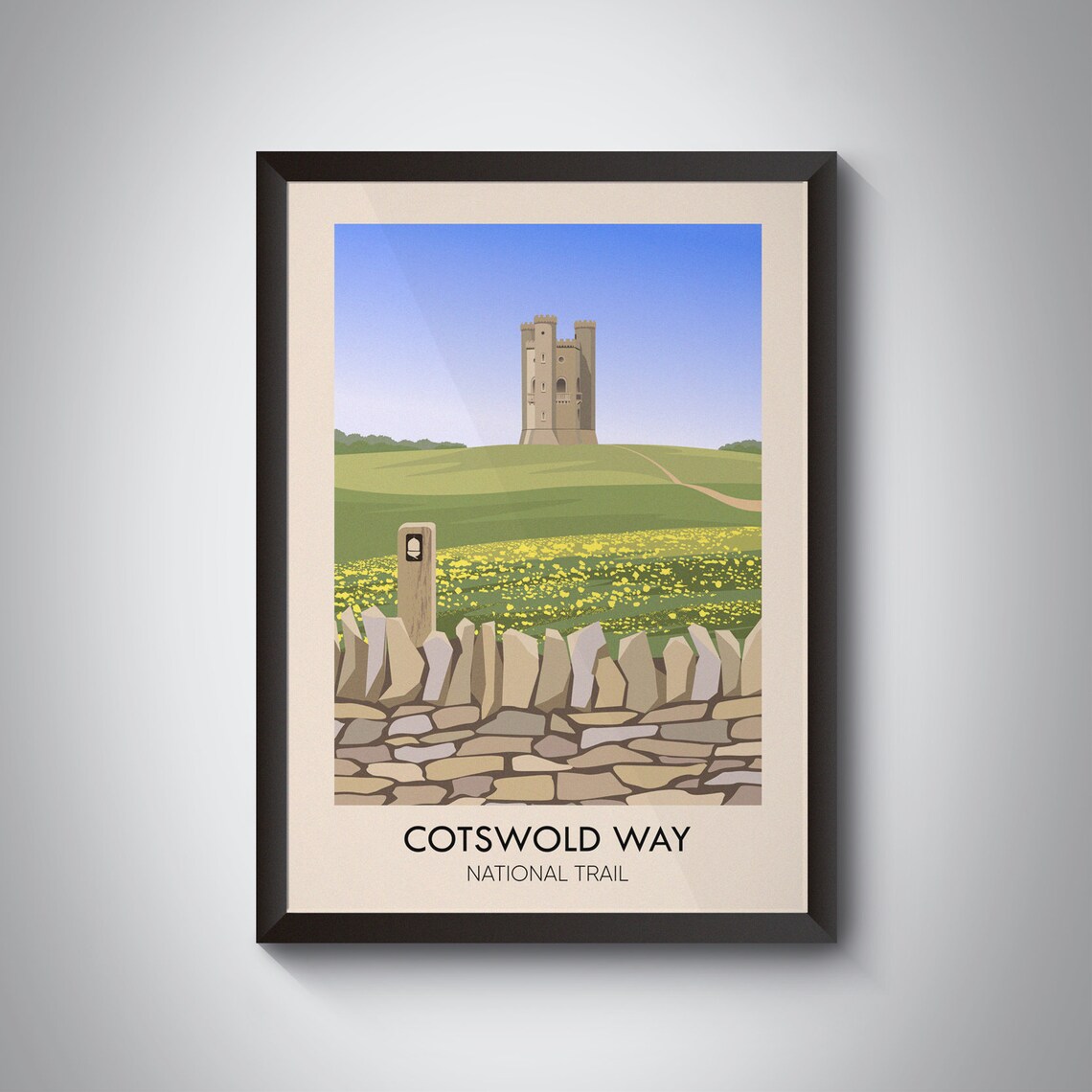 Cotswold Way Travel Poster, Broadway Tower Art Print
