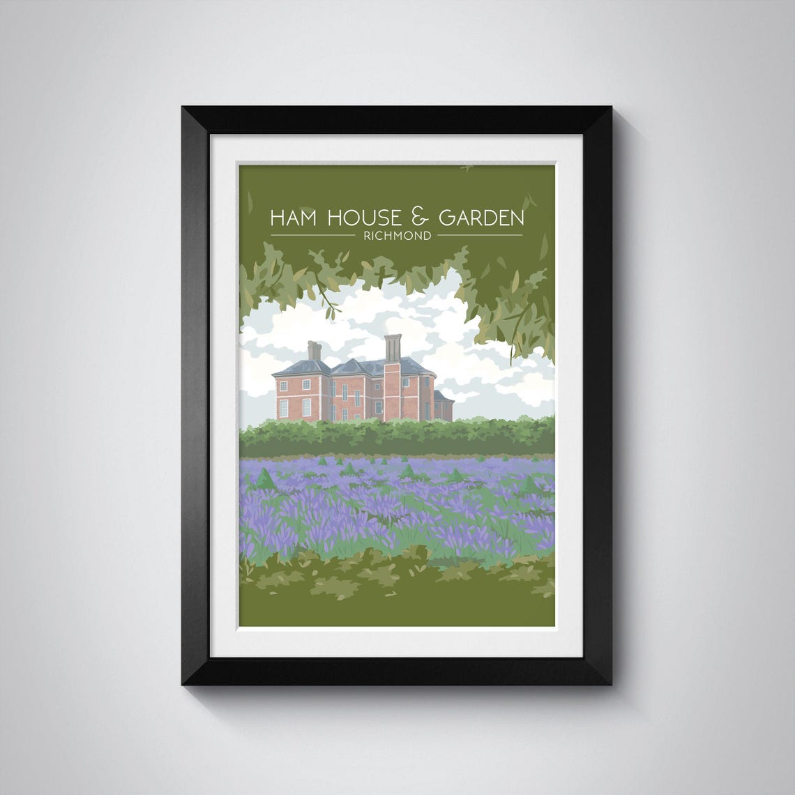 Ham House and Garden Richmond Lavender Fields Vintage Travel Poster