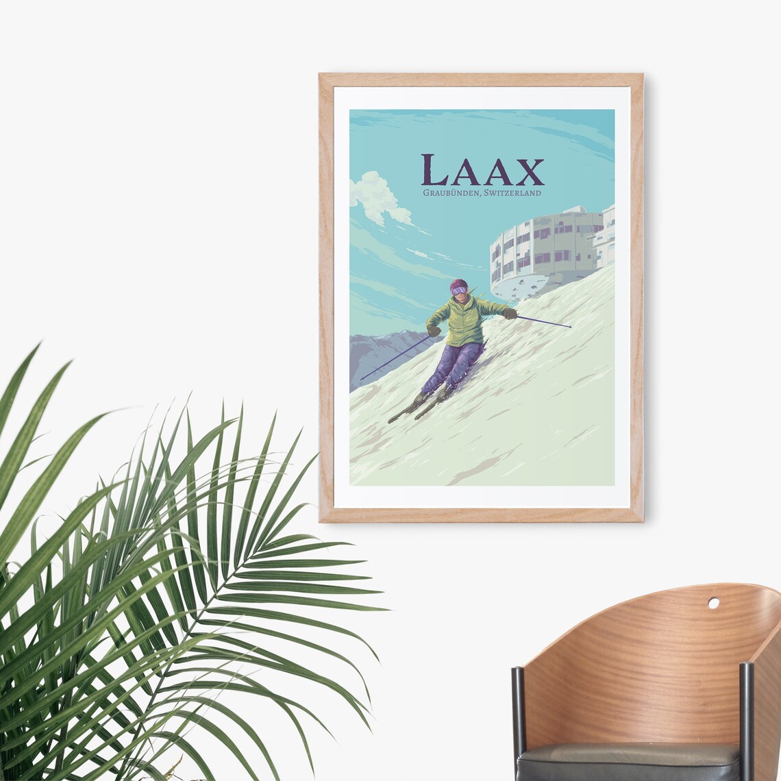 Laax Ski Resort Vintage Travel Poster, Swiss Alps - Image 3