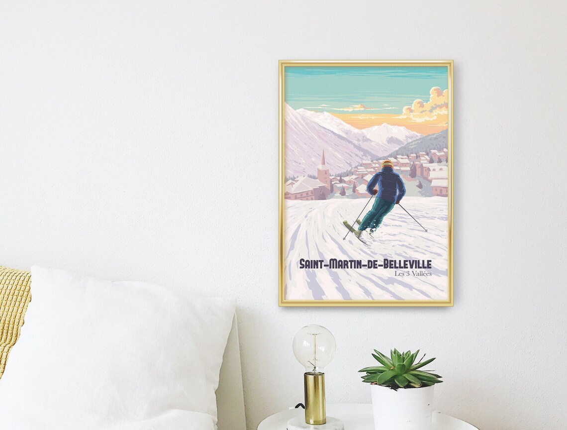 St Martin De Belleville Travel Poster, French Alps Ski Resort - Image 3