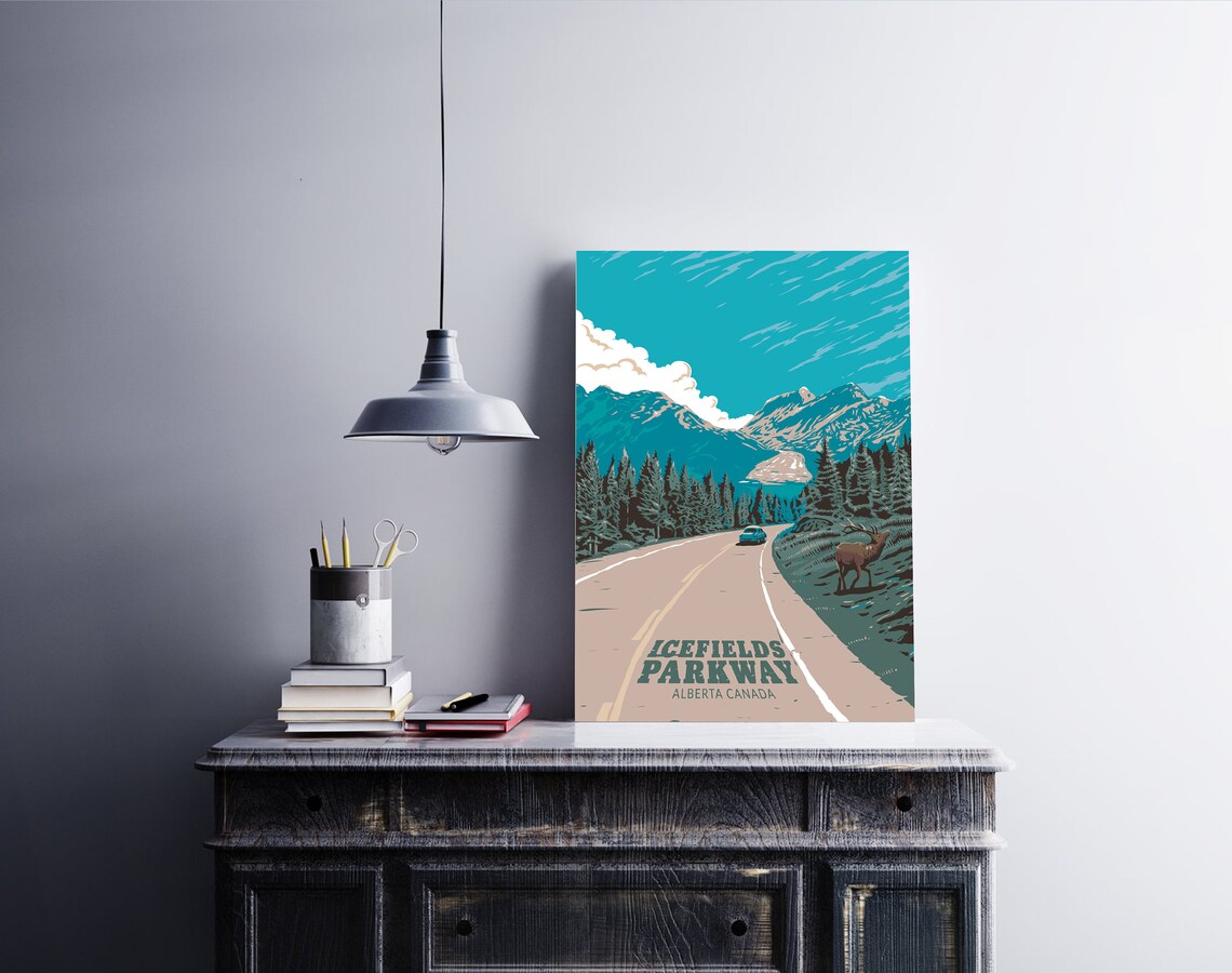 Icefields Parkway Vintage Travel Poster, Canada - Image 2