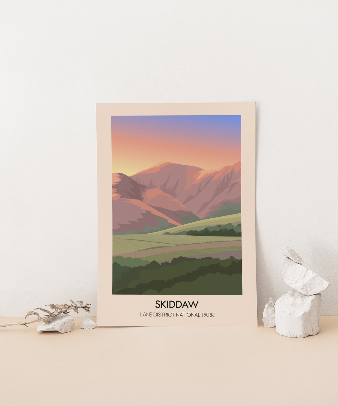 Skiddaw Fell Glowing At Sunset Lake District England Travel Poster - Image 4