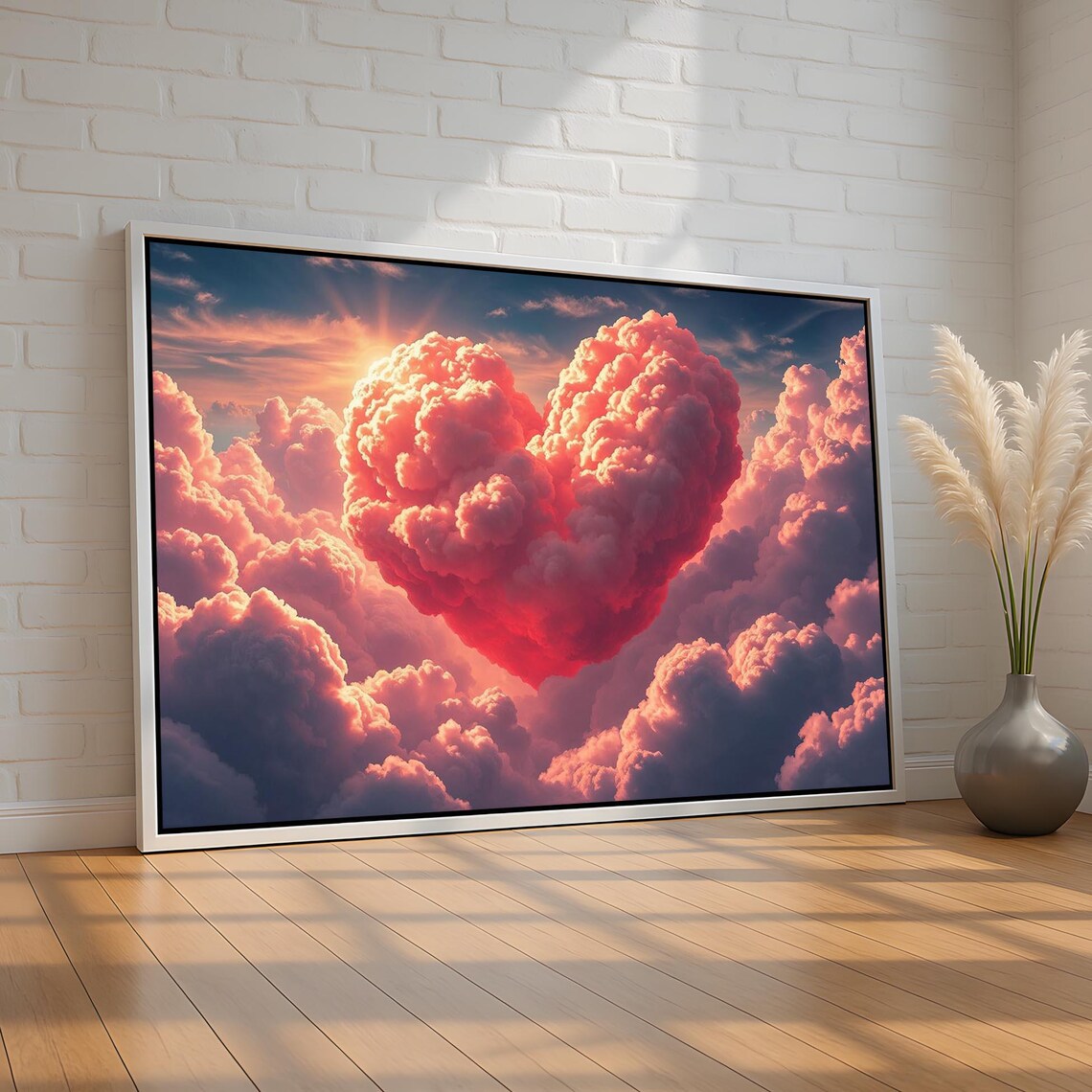 Heart Shaped Cloud Romantic Pink Sunset Sky Love Dream Art Poster