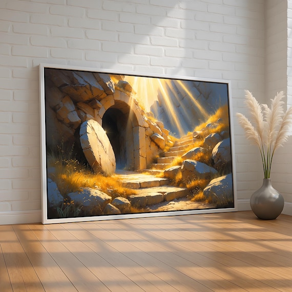 Empty Tomb with Morning Light Christian Resurrection Easter Art Poster