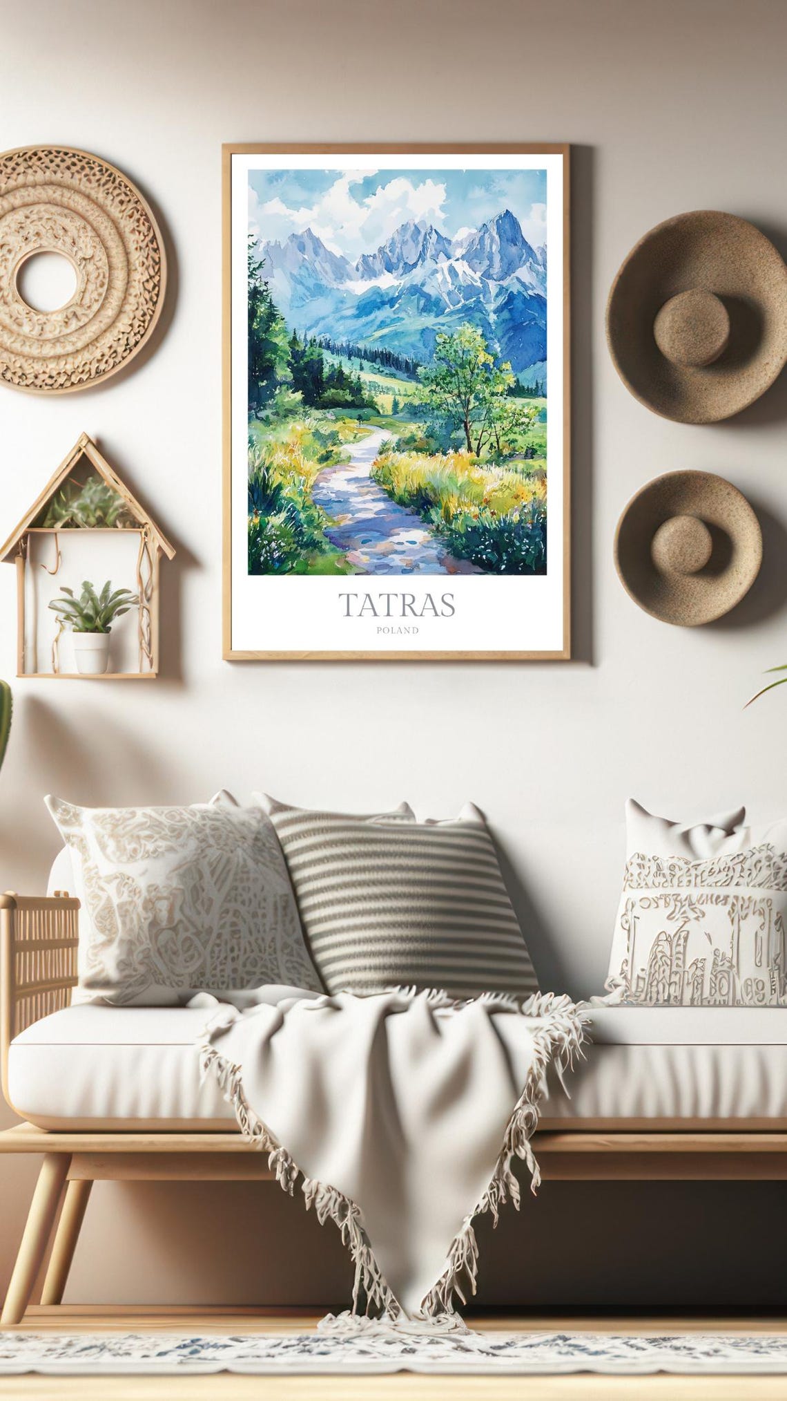 Tatra Mountains Poland Watercolor Alpine Valley Hiking Poster - Image 2