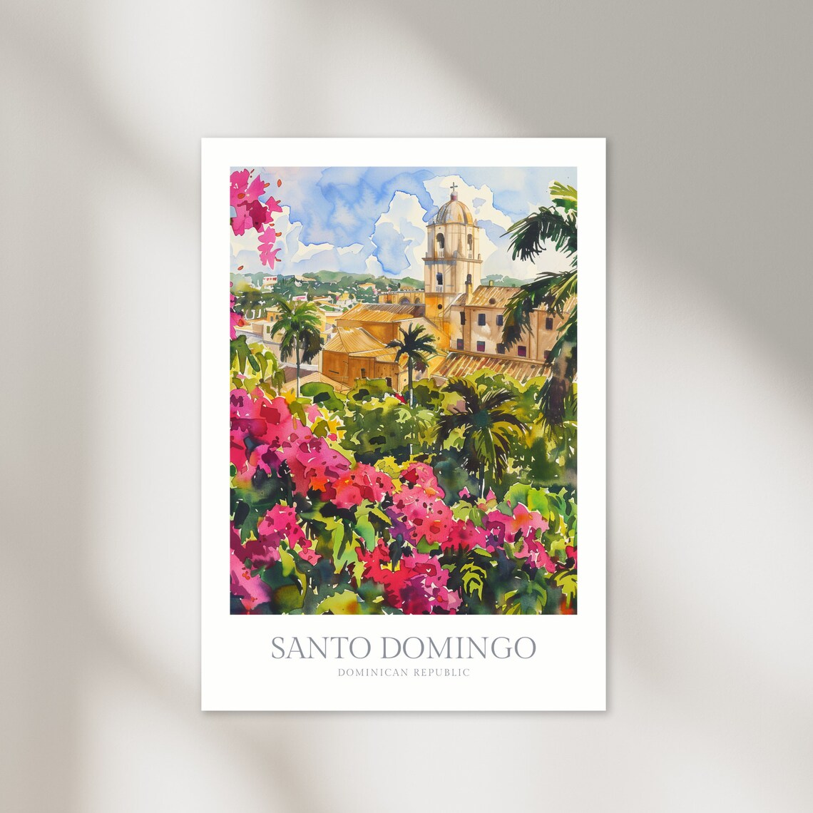 Santo Domingo Watercolor Poster, Dominican Republic