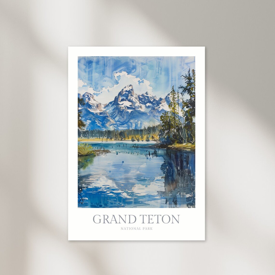 Grand Teton National Park Watercolor Poster Print