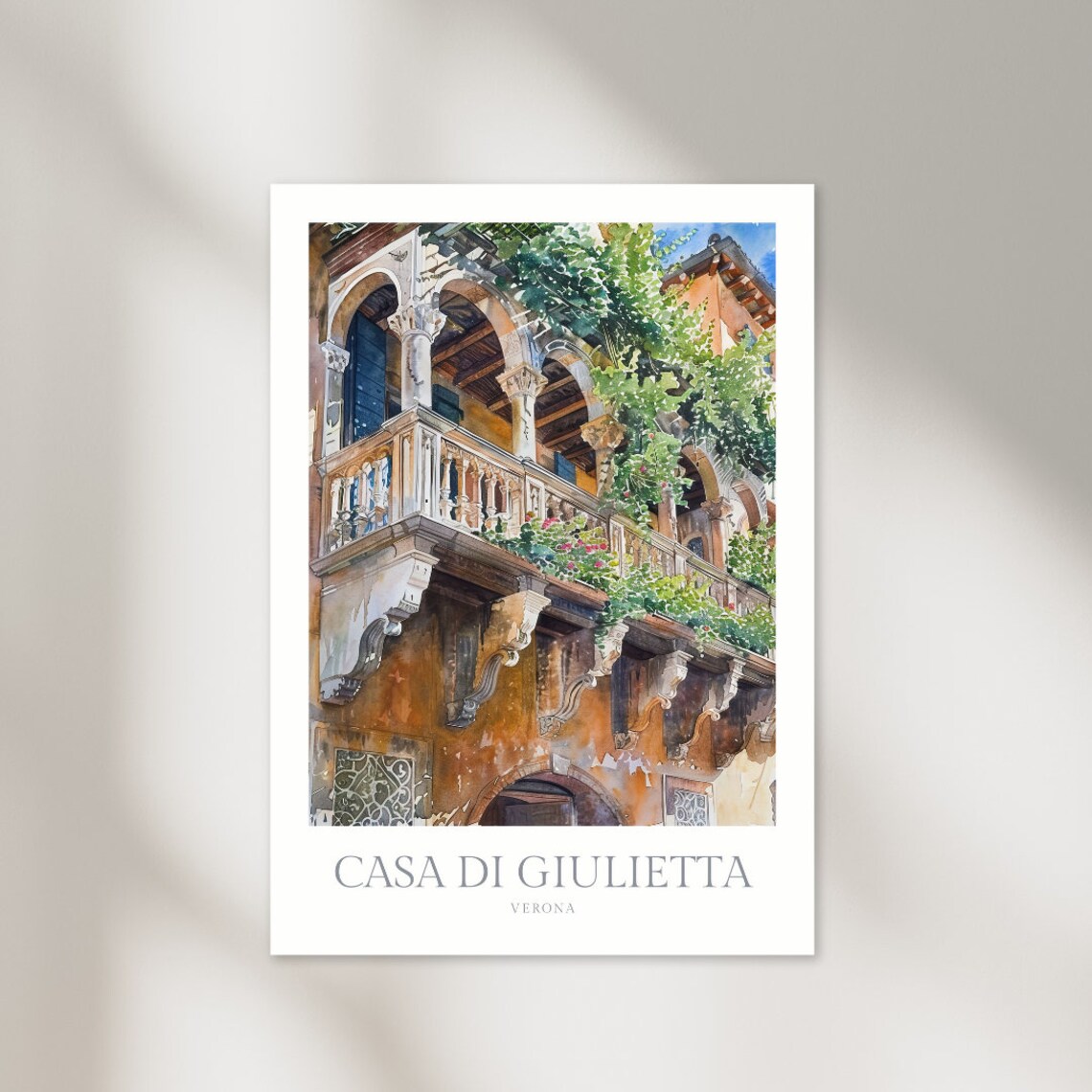 Casa di Giulietta Verona Italy Balcony Watercolor Travel Art Poster