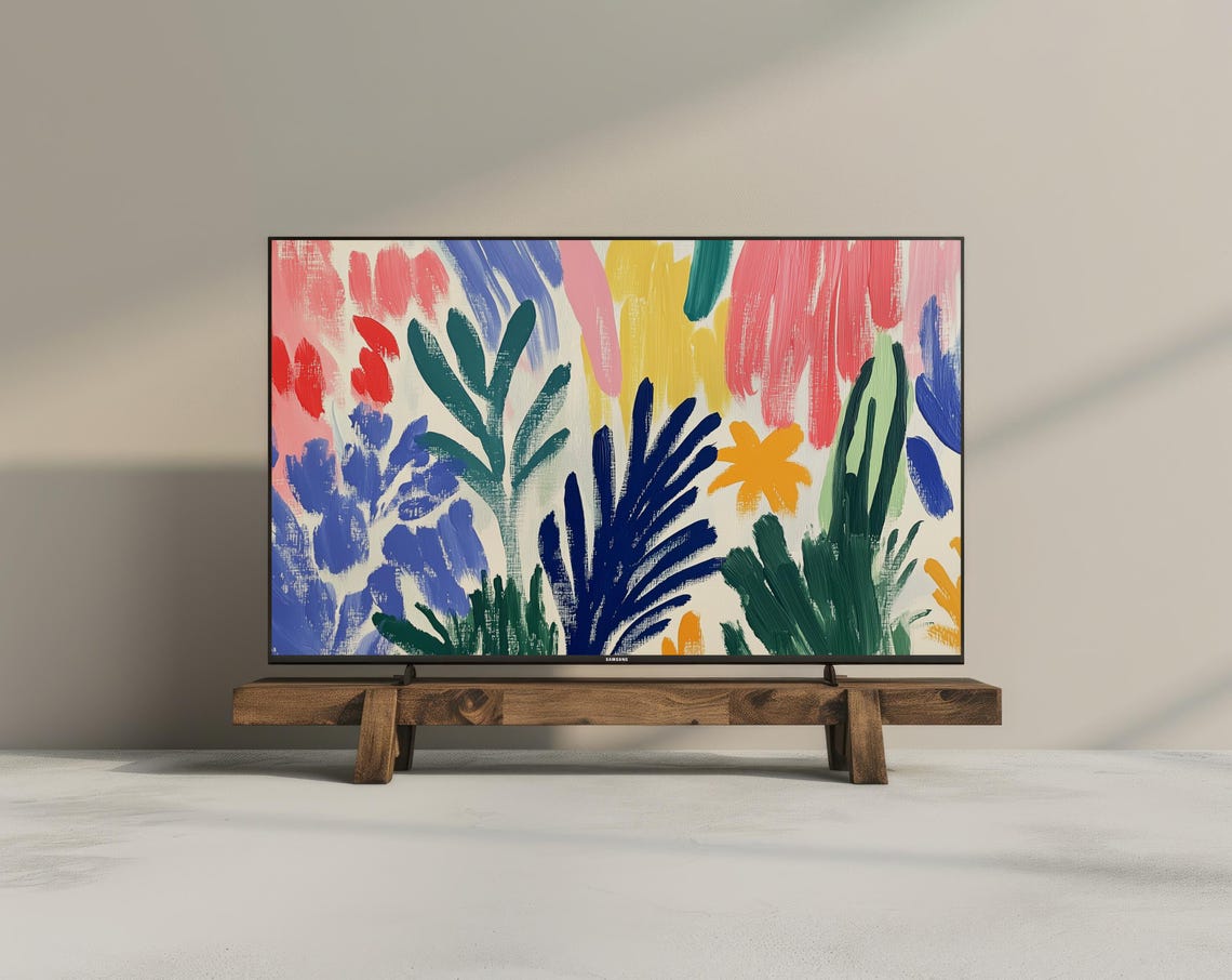 Abstract Colorful Plants Painting Bold Modern Frame TV Art Print