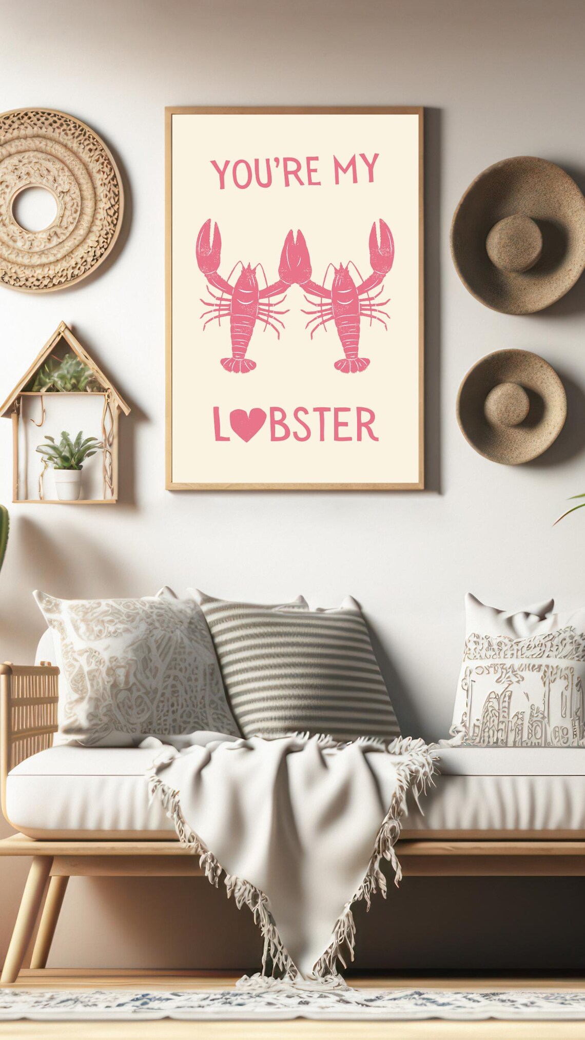 Youre My Lobster Pink Love Quote Minimalist Valentines Day Print - Image 3