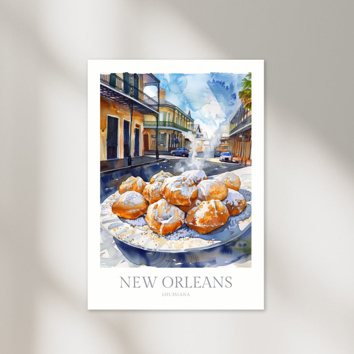 New Orleans Beignets Poster, Louisiana Travel Art Print