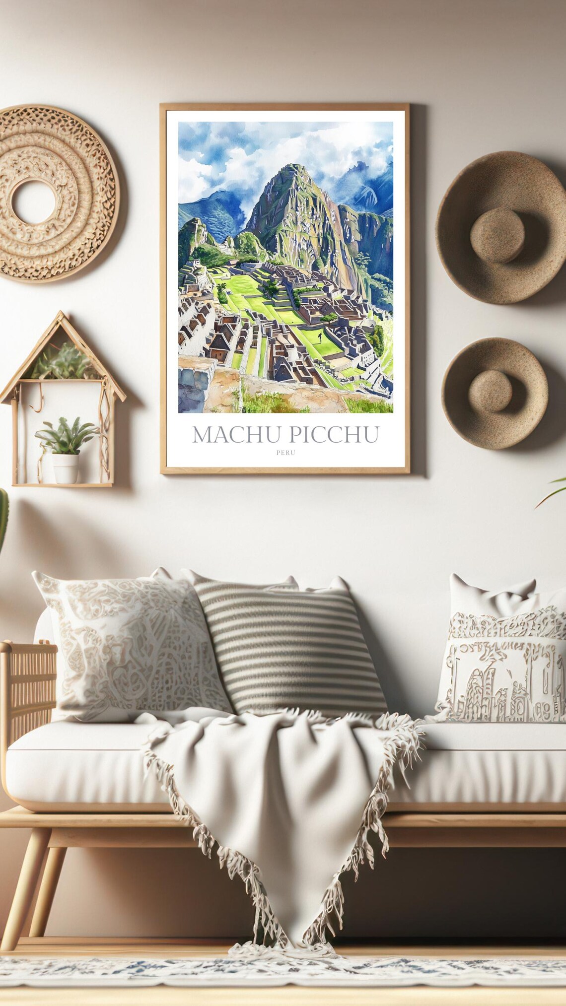 Machu Picchu Peru Ancient Ruins Watercolor Andes Mountain View Poster - Image 3