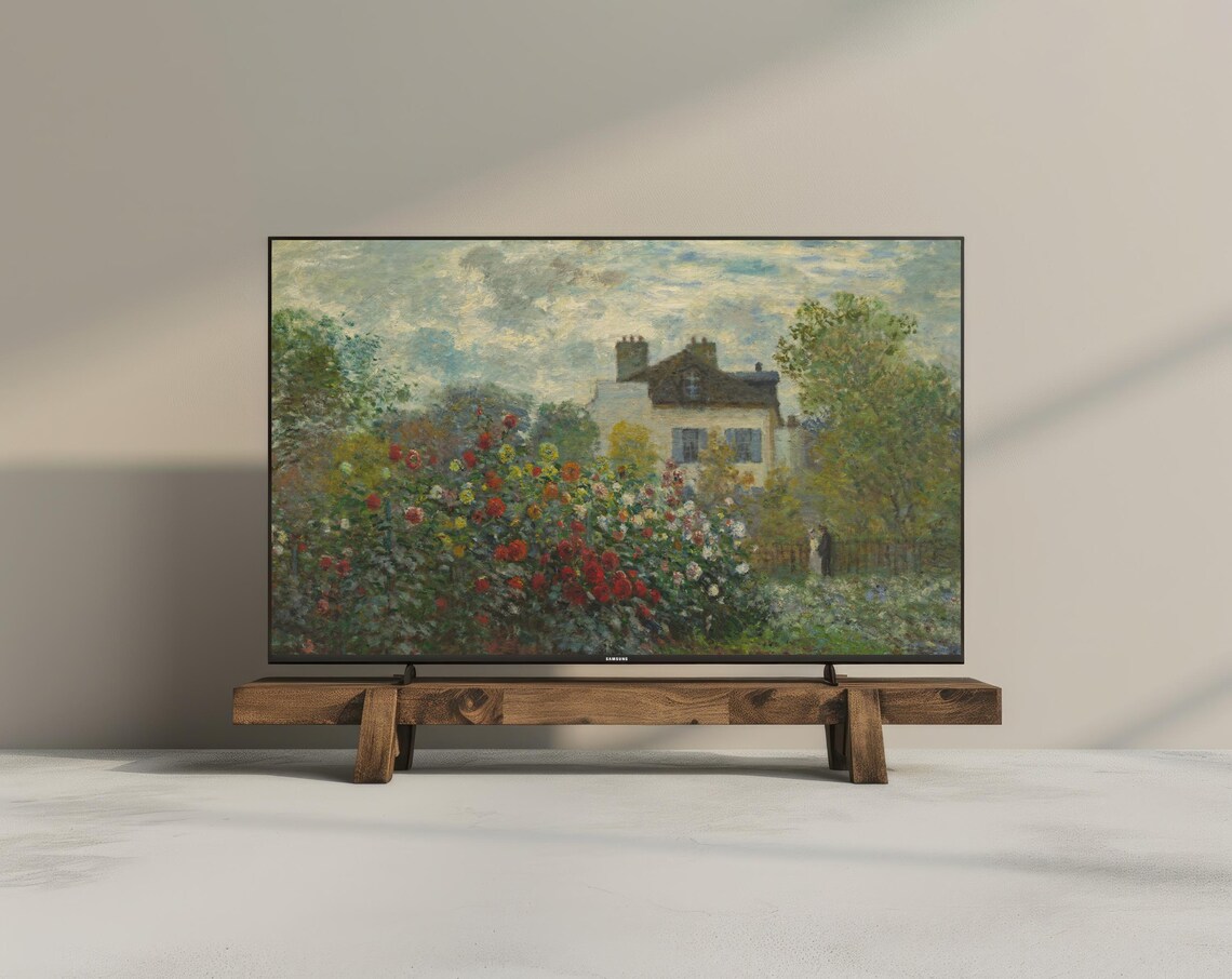 Impressionist Flower Garden Blooming House Spring Landscape Frame TV Poster - Image 3