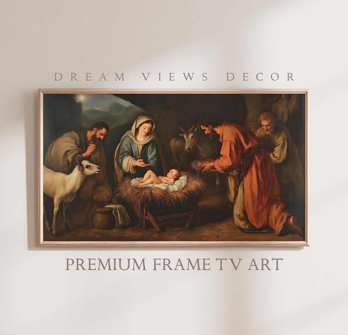 Nativity Scene Vintage Baroque Oil Painting Christmas Religious Poster