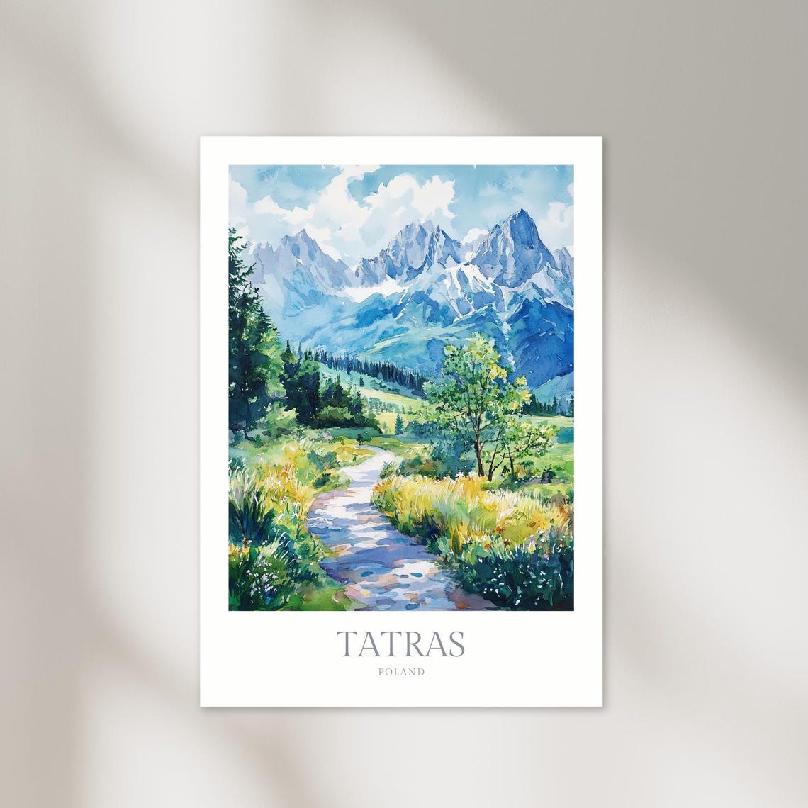 Tatra Mountains Poland Watercolor Alpine Valley Hiking Poster